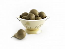Pears in basket 3d model preview