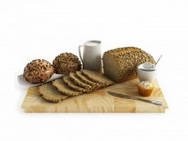Bread breakfast set 3d preview