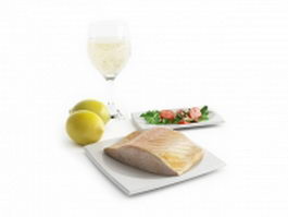 Creamed salmon with lemon and champagne 3d model preview
