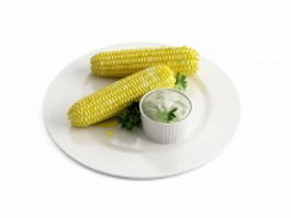 Corn cob and butter 3d preview