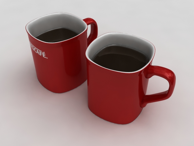 Two cups of Nescafe coffee 3d rendering
