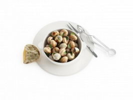 French cooked snails 3d model preview