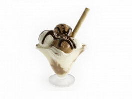 Walnut ice cream 3d model preview
