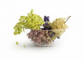 Table grapes in fruit bowl 3d preview