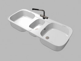Double bowl kitchen sink 3d model preview
