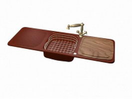 Double drain board kitchen sink 3d model preview