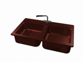 Dark red kitchen sink 3d model preview