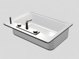 Stainless steel kitchen sink 3d model preview