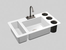 Single bowl sink with drainboard 3d model preview