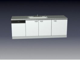 Kitchen counter top sink cabinet 3d model preview