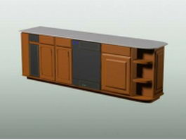 Wood wall cabinet for kitchen 3d model preview