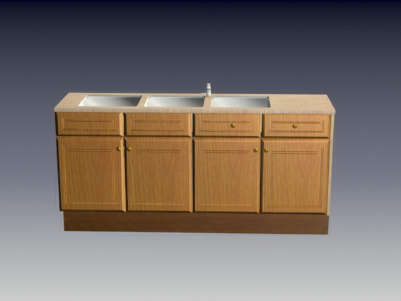 Kitchen sink cabinet with drawer and door 3d rendering