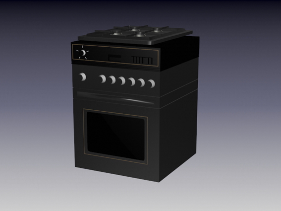 Kitchen gas stove 3d rendering