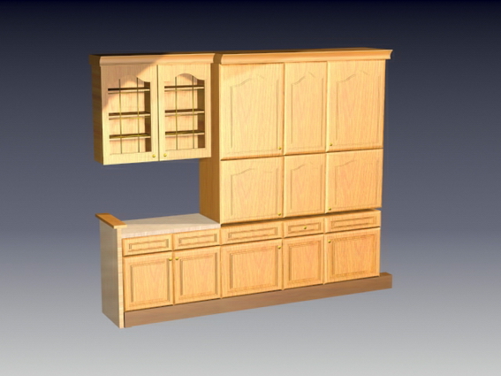 Sample kitchen wall cabinet 3d rendering