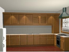 L shaped kitchen design 3d model preview