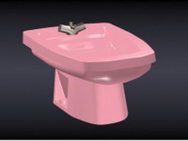 Pink ceramic bidet 3d preview