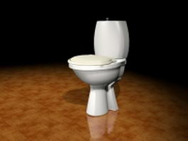 Round shape siphon flushing toilet 3d preview