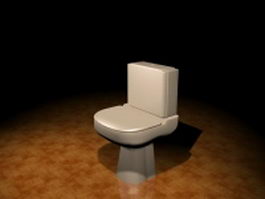 American style two piece toilet 3d model preview