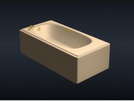 Half recessed freestanding bathtub 3d model preview
