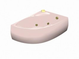 Pink corner bathtub 3d model preview