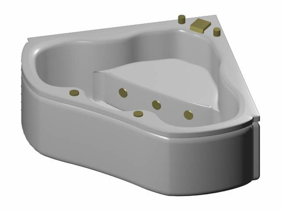Whirlpool bathtub 3d rendering