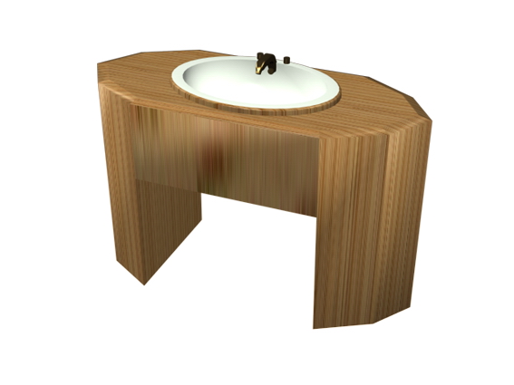 Wood bathroom vanity 3d rendering