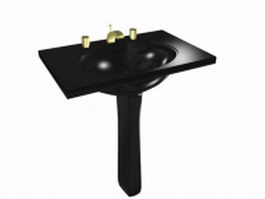 Black wash basin with pedestal 3d preview