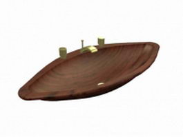 Wooden washbowl 3d preview