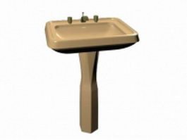 Ceramic sink with pedestal 3d model preview