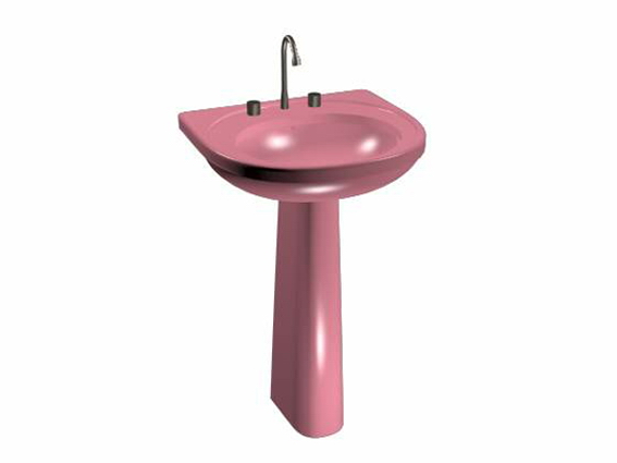 Pink pedestal basin 3d rendering