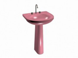 Pink pedestal basin 3d preview