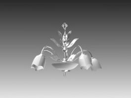 Flower crystal chandelier 3d model preview