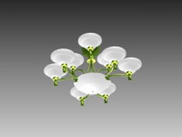 Green chandelier pendent light 3d model preview