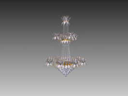 Flower crystal chandelier lighting 3d model preview