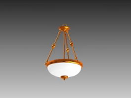 Glass bowl bronze pendant lamp 3d model preview