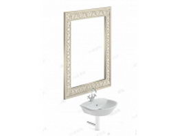 Wall mount basin with mirror 3d model preview