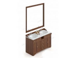 Double sink bathroom vanity cabinet 3d model preview