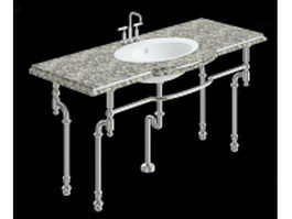 Bathroom granite vanity 3d model preview