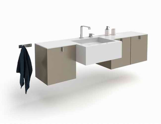 Wall mounted bathroom vanity cabinet 3d rendering