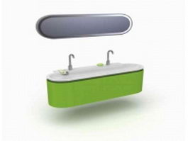 Elegant green bath vanity 3d model preview