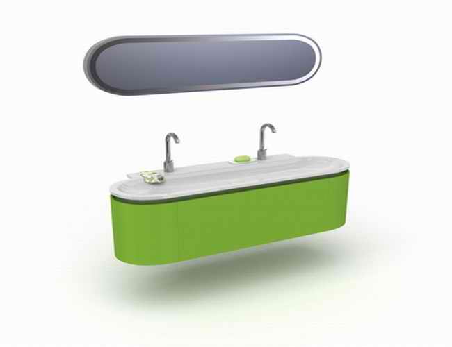 Elegant green bath vanity 3d rendering
