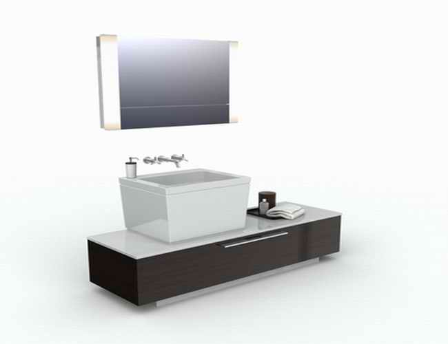 Vessel sink bath vanity 3d rendering