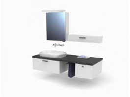 Mirrored bath vanity cabinet 3d model preview