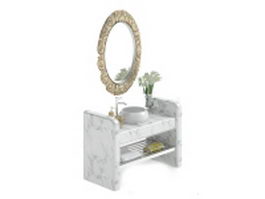 Carrara marble bathroom vanity 3d model preview