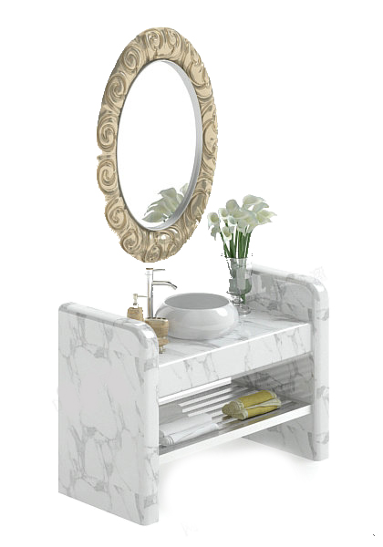 Carrara marble bathroom vanity 3d rendering