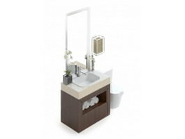 Bathroom vanity with toilet 3d model preview