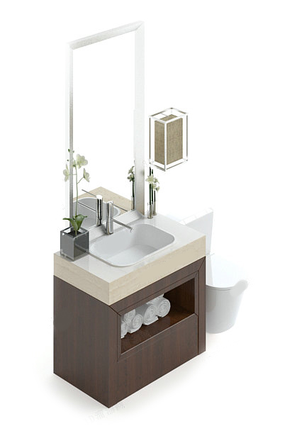 Bathroom vanity with toilet 3d rendering