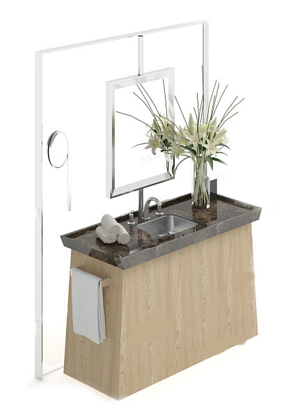 Bath vanity with shelf 3d rendering
