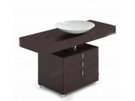 Bowl sink vanity unit with movable cabinet 3d model preview