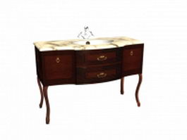 Antique bath vanity cabinet 3d model preview